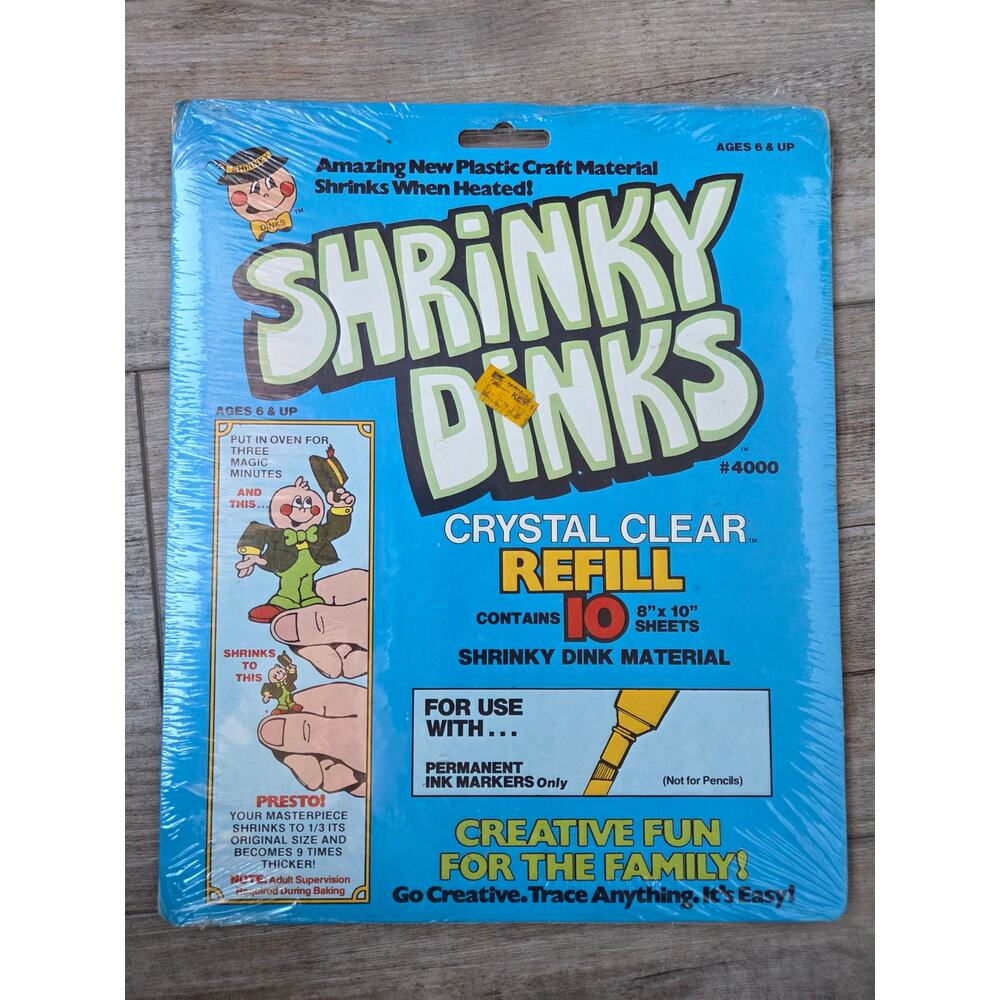 Rare Vintage 1974/75 Shrinky Dinks Crystal Clear Refill Pack #4000 – New